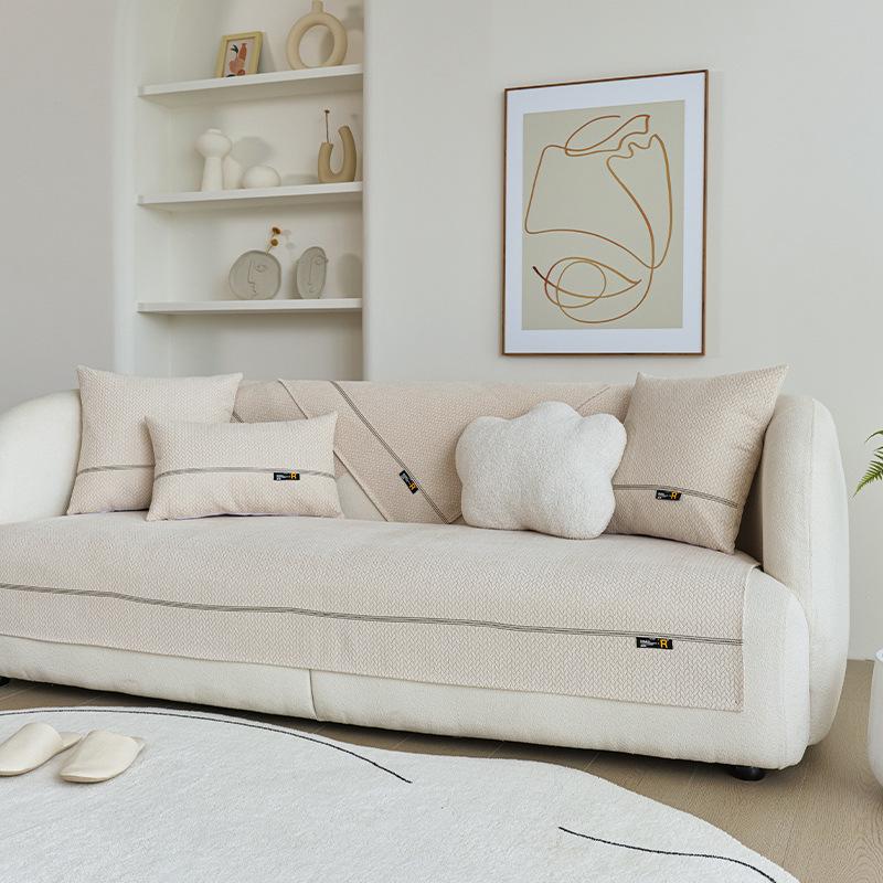Sofa Cushion Four Seasons Universal Nordic Simple Milky White Sofa Cover Towel Backrest Armrest Chenille Sofa Cover