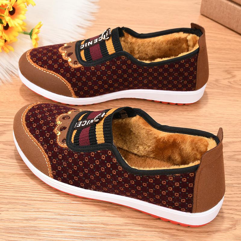 New Women's Shoes with Added Fleece and Thickened Warmth, Soft-soled Comfortable Cotton Shoes