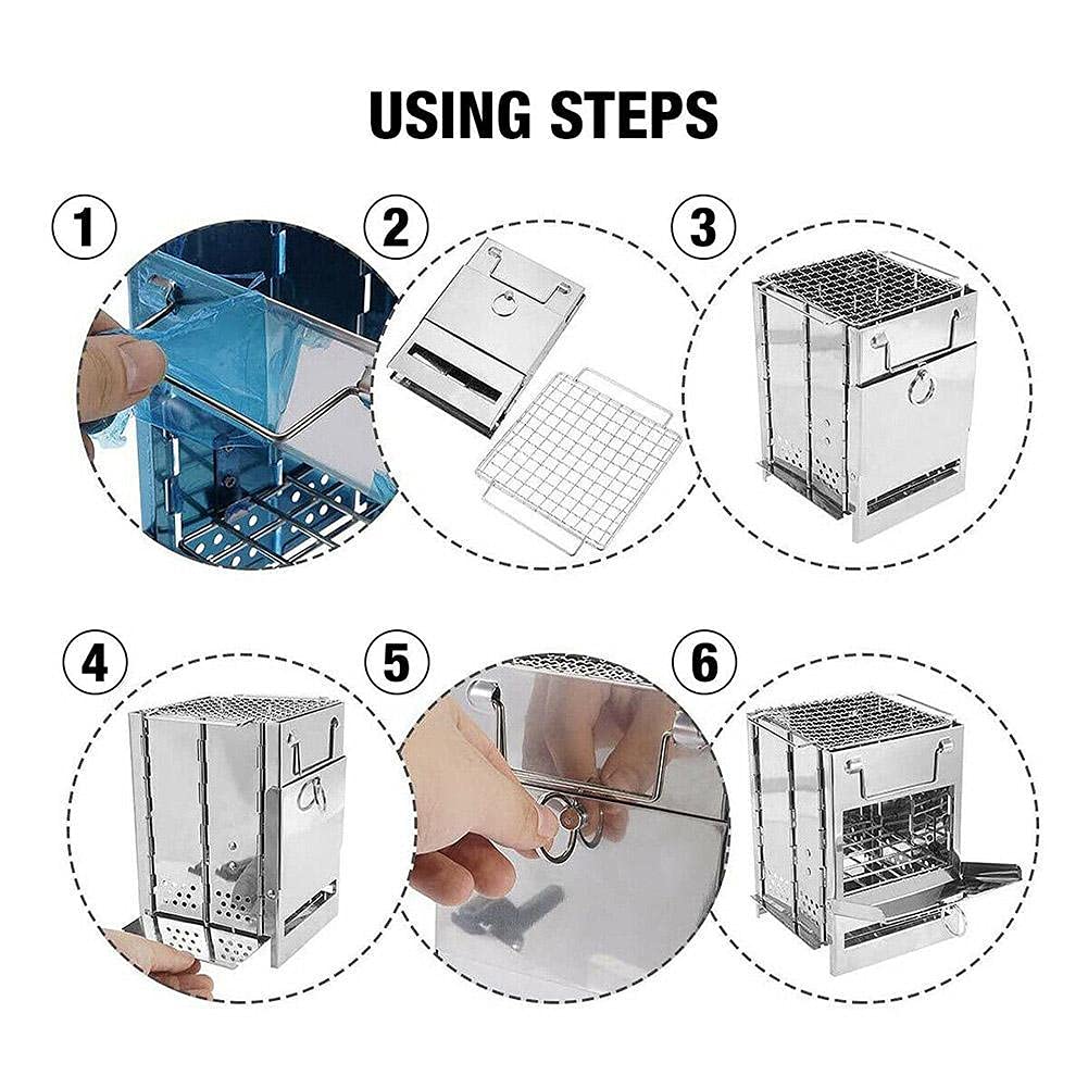 Camping Wood Burning Stove Portable Folding Camp Stove Collapsible Stove Campfire Stove for Outdoor Cooking Picnic Hiking BBQ