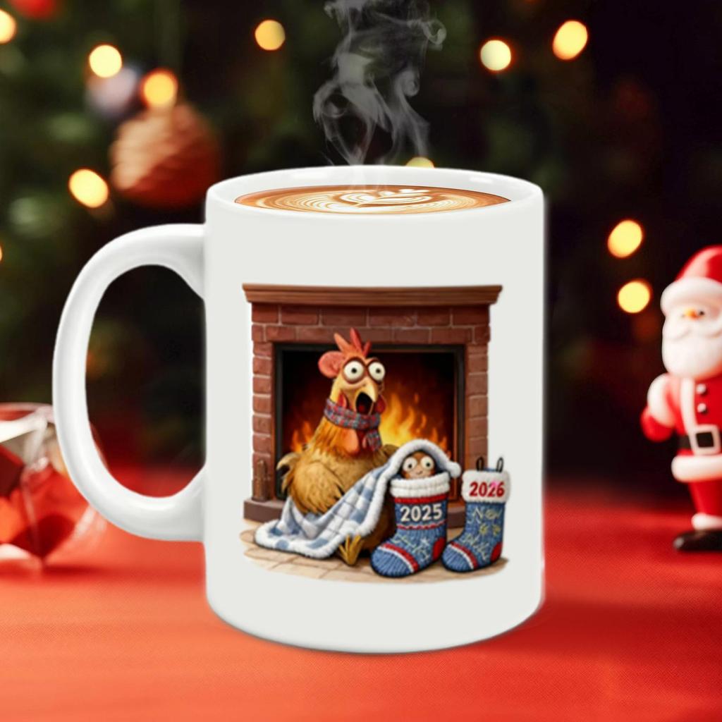 Christmas Mugs Chick Pattern Cartoon Cup Ceramic Christmas Coffee Cup For Men Youth Child Friend Mom Lady Kitchen Holiday