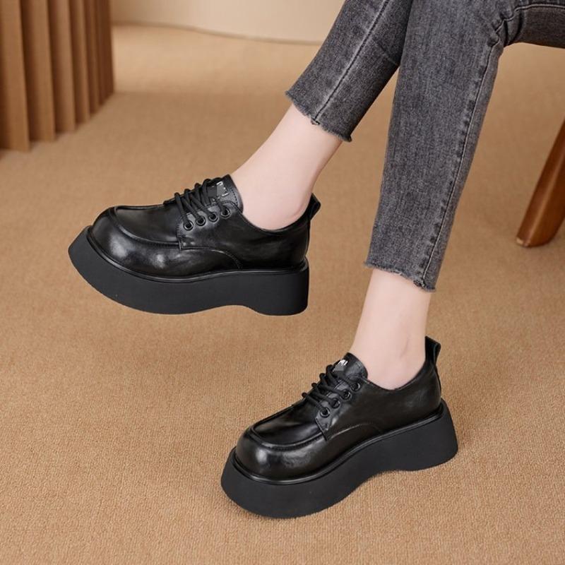Platform women's autumn new versatile fashion casual versatile lace-up small leather shoes