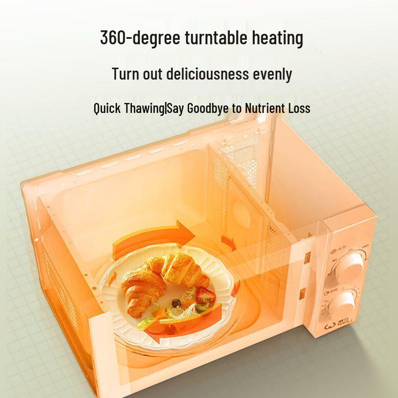 20L Classic Mini Microwave Oven with Turntable and Double Knob Adjustment - Model MXP04