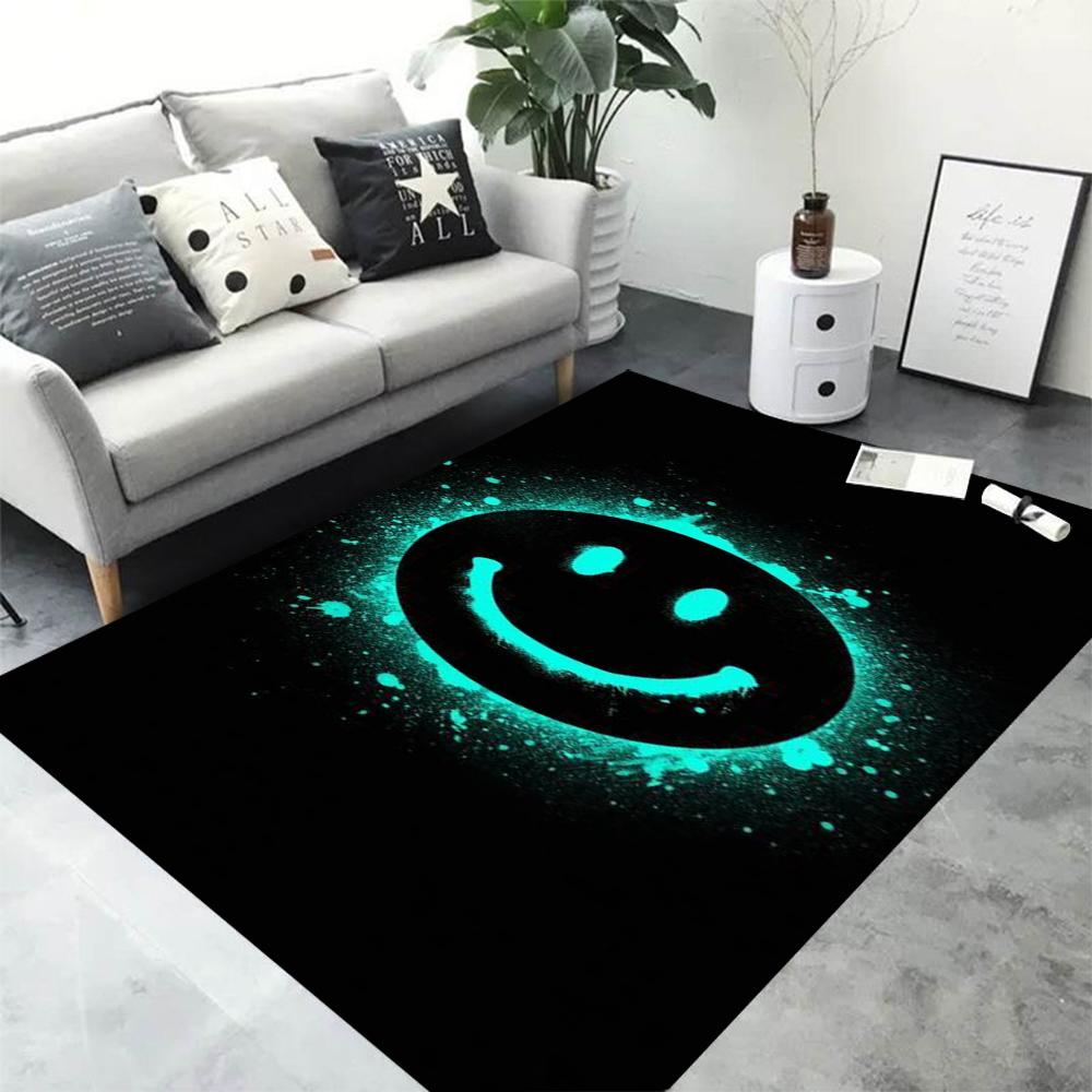 3D Graffiti Smiley Face Area Rug Carpet Rug for Living Room Bedroom Sofa Doormat Decoration Kid Play Non-slip Floor Mat
