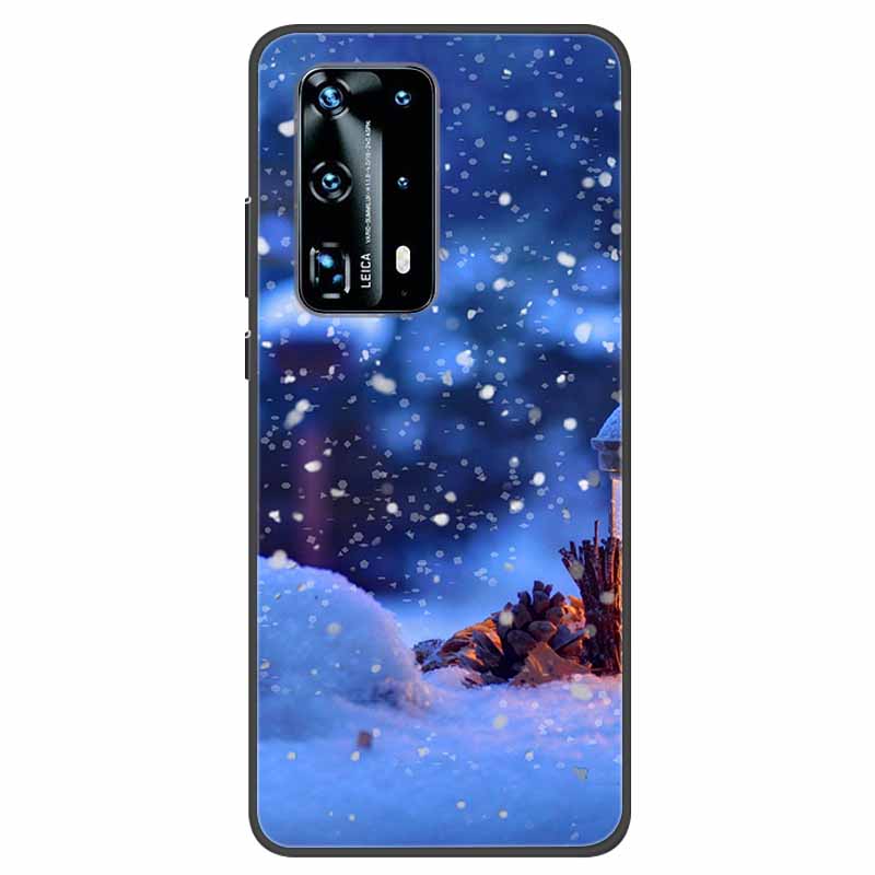 Christmas Phone Cases For Huawei P40 P20 Pro P40 P20 Lite P40 P20Case Black Silicone TPU Soft Cover Santa Claus TPU Bumper Funda