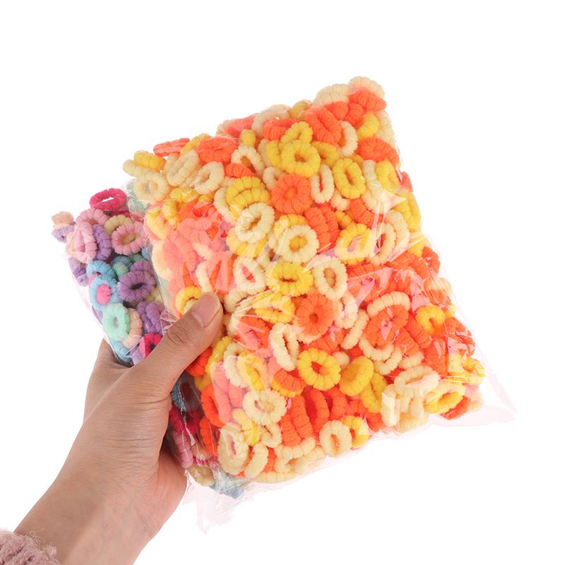 100/500Pcs Hair Accessories Girls Colorful Elastic Hair Bands Ponytail Hold Hair Tie Rubber Bands Scrunchie