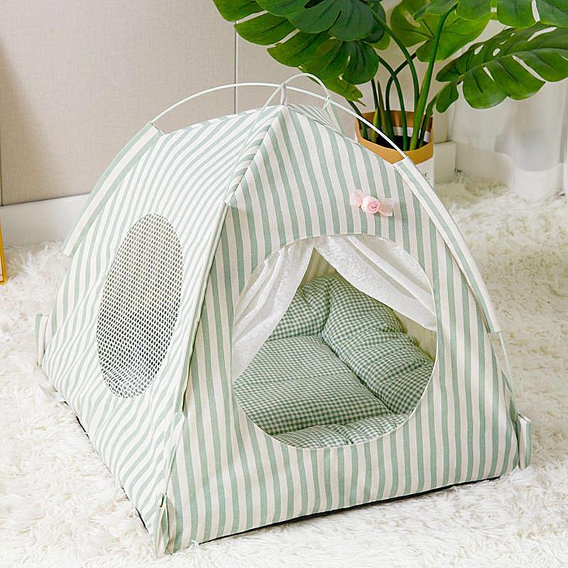Kleines Hunde Zeltbett Haustier Campingzelt Halbgeschlossen Bequemes Tierruhekissen Mit Netz Abnehmbar Waschbar Für Kaninchen