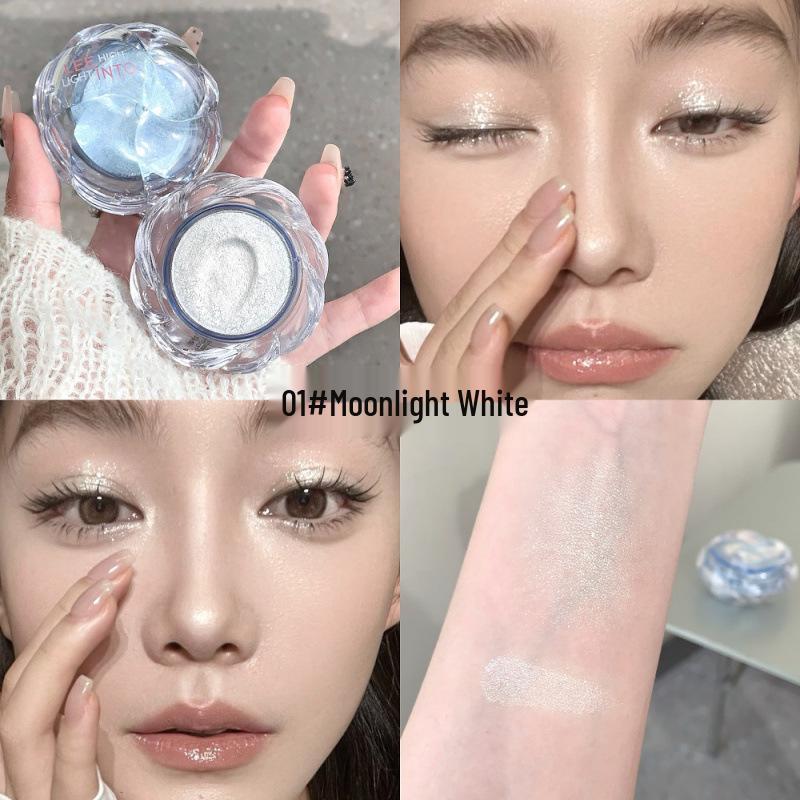 LEEINTO Dream Flower Shimmering Highlighter & Blush with Fine Glitter - Brightening Powder for Eyes and Cheeks