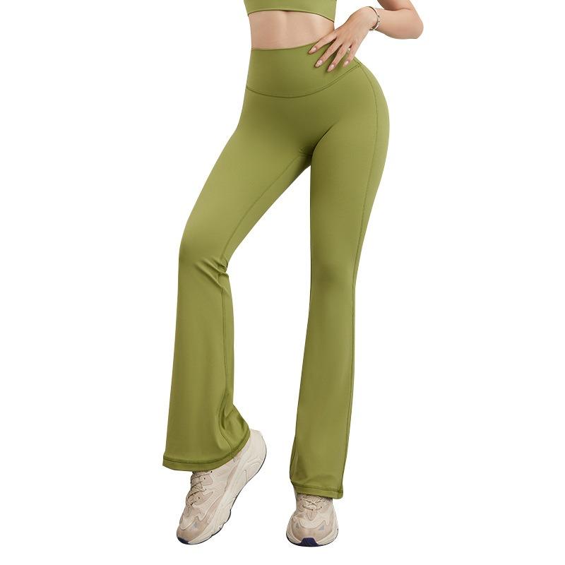 Yoga Pants Nude Flared Pants Hip Lift High Waist Pocket Sports Fitness Pants Sports Fitness Trousers Leggings Outer Wear