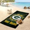 Green Bay Packers Custom Beach Towel, Print Your Name Text Lightweight Absorbent Towel for Swimming Travel