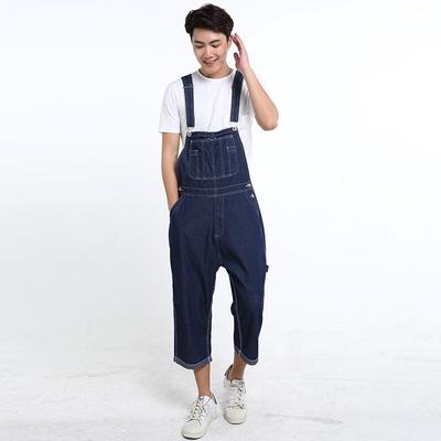 Men's Denim Shorts Men's Denim Overalls Large Size Strap Straight Pants Light Blue Shorts