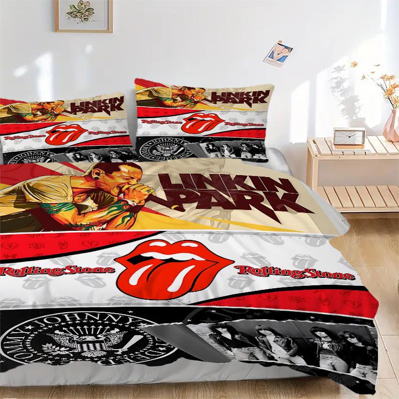 

3pcs Linkin Park, Rolling Stone Bedding Set. Soft and Comfortable with No Core Included (1x Duvet Cover + 2x Pillow Covers) yy251031037 135x200cm