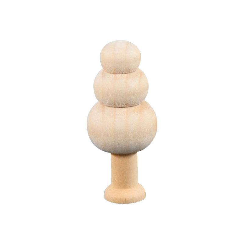 Unfinished Wooden Miniature Tree Painted Crafts Peg Dolls Wood Ornaments DIY Round Corners Kids Toy Mushroom Ornaments