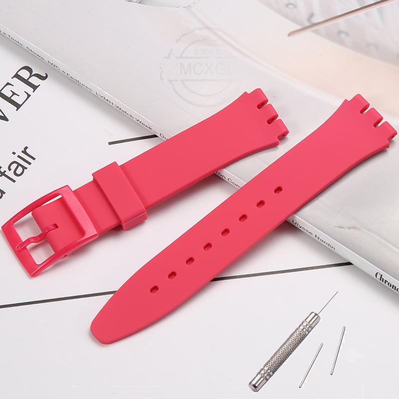 Silicone Watch Band For Swatch 17mm 19mm 20mm Pin Buckle Waterproof Bracelet Wristband Watch Accessories