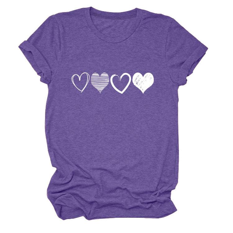 Fashion Trends Four Different Hollow-Out Love Women's Crew Neck Short Sleeve T-Shirts