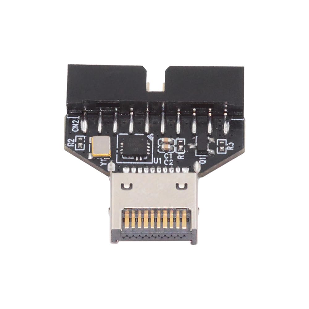Cablecc 10Gbps IDC Socket Type E USB Front Panel Header to USB Header Extension Adapter with CH334P for Desktop Motherboards 3.1 3.0 20-Pin