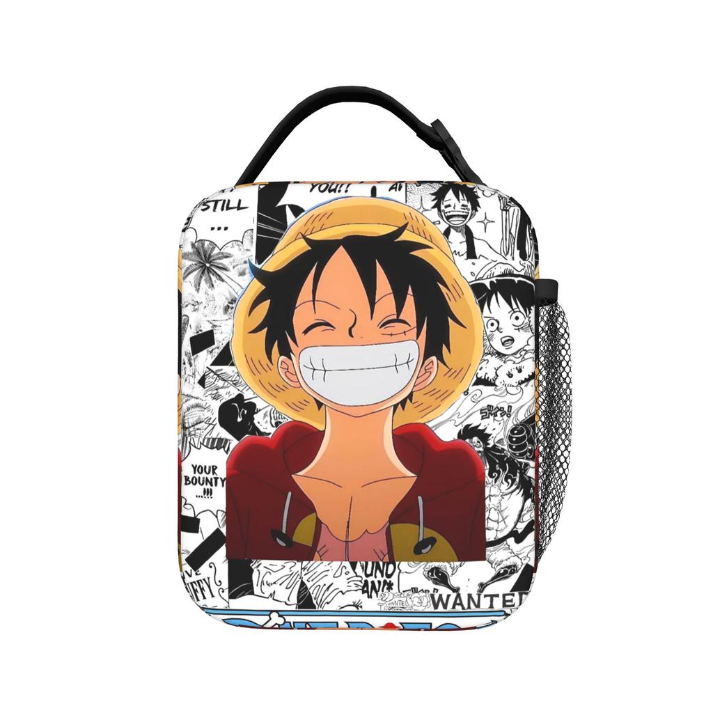 Classic Luffy Manga Poster One Piece Lunch Bag For Child School Print Lunch Box Retro Waterproof Thermal Tote Handbags