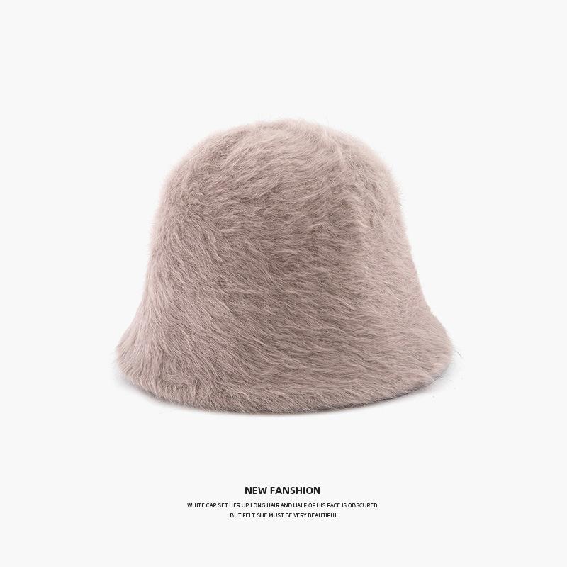 Rabbit Fur Plush Basin Hat Enlarged Hat Women's Winter Versatile Face Covering Warm Bucket Bucket Hat
