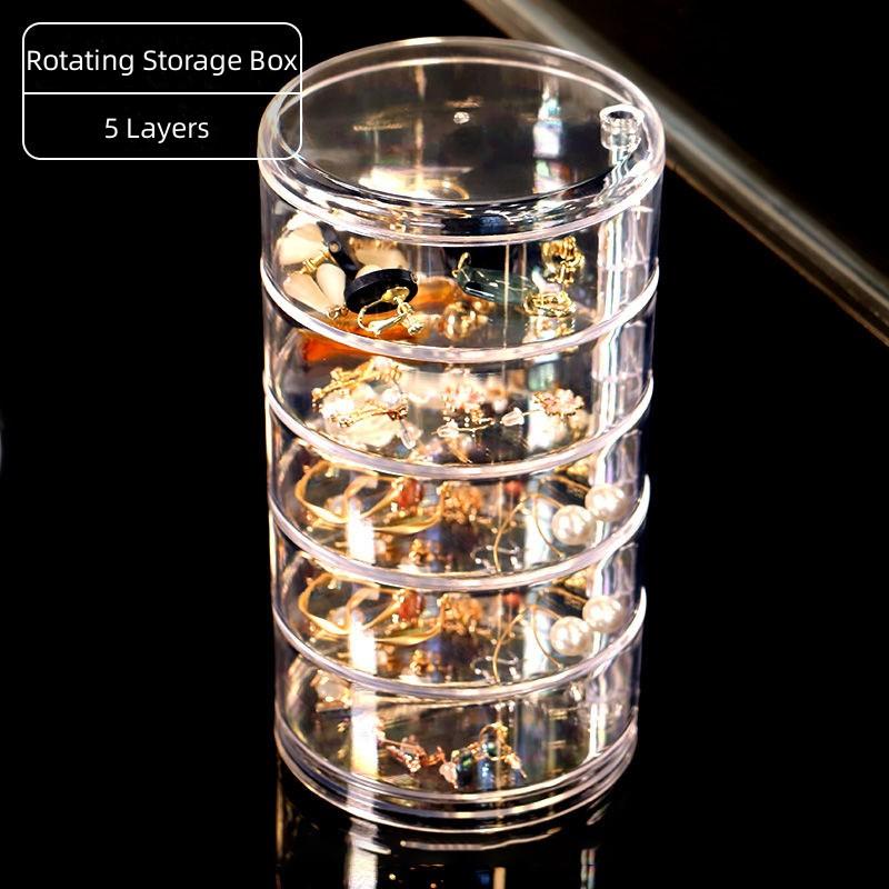 Acrylic Clear Round Storage Box Stackable Belt Rack Display Holder for Watch Jewelry Cosmetics Bracelets Rings Craft Toys Ties