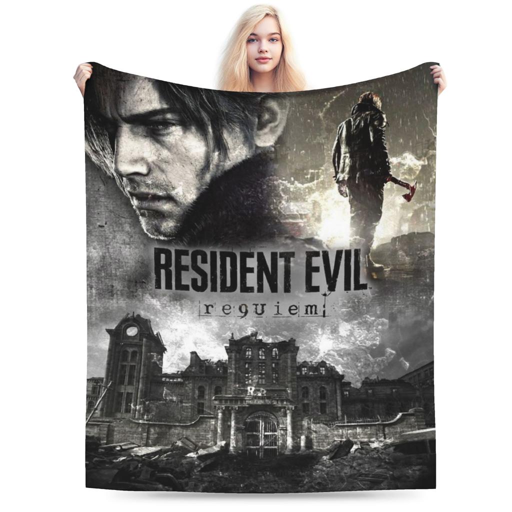 Residents Evils 9 Requiem Game Leon Accessories Blanket Cozy Soft Throw Blankets for Living Room Multiple Sizes Bedding Throws