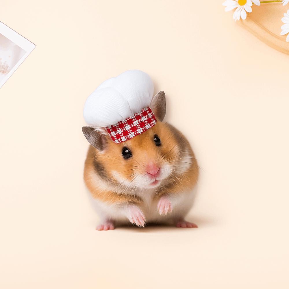 Pet Accessories Adjustable Hamster Chef Hat Breathable Decorative Pet Costume Hat Comfortable Pet Dress Up Hat Photo Prop