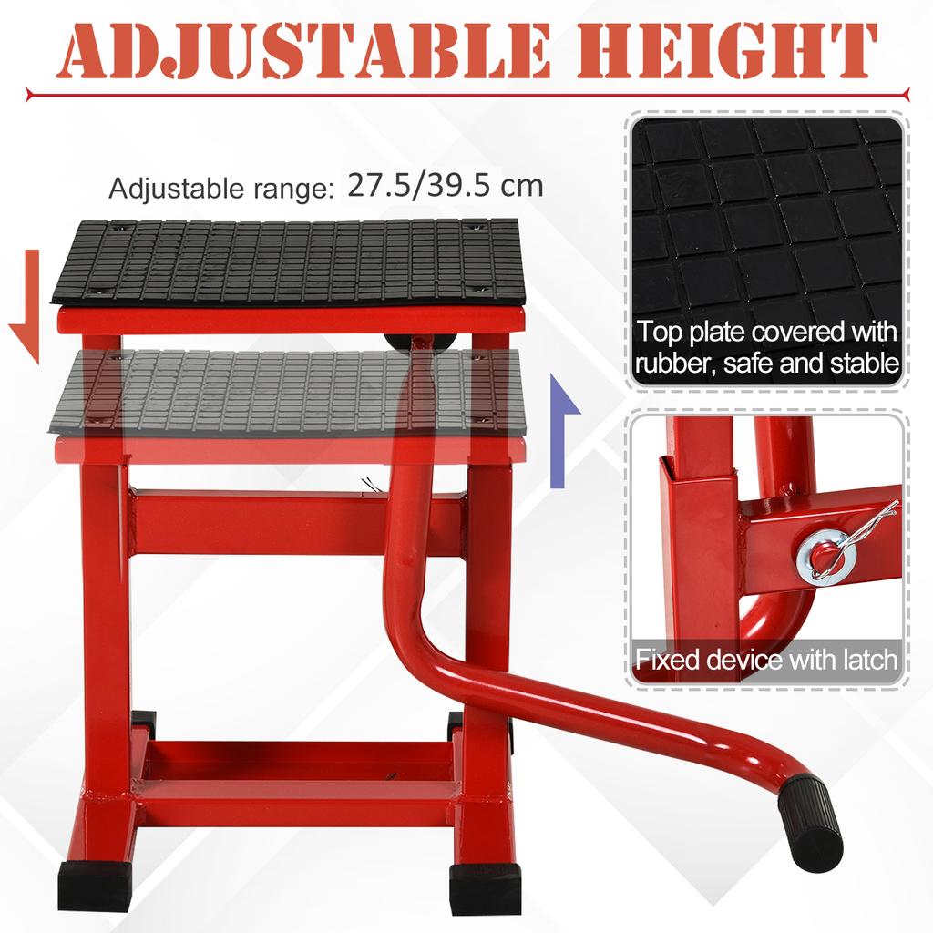 Steel Motorbike Jack Lift, 27.5 / 39.5 H Cm - Red