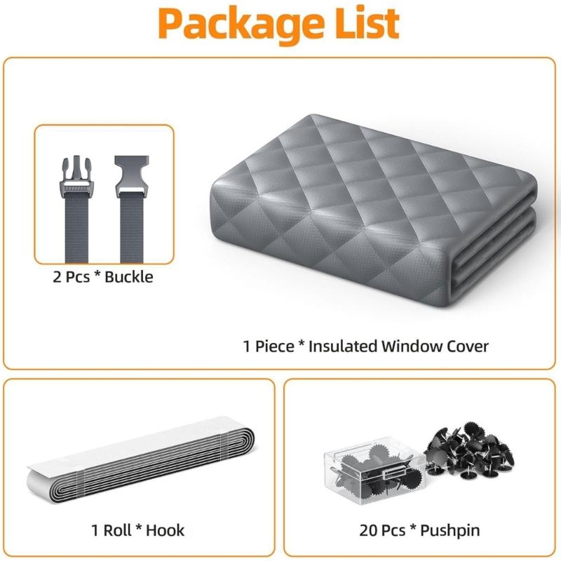 Window Insulation Kits for Winter Thermal Insulated Window Cover Insulated Curtain for Winter Window Blankets in Bedroom