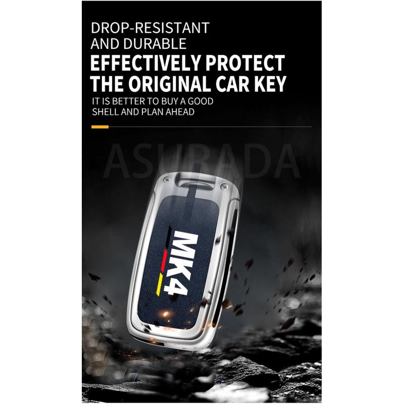 Auto TPU Zinc Alloy Key Case Bag For VW Volkswagen GOLF 4 MK4 Car Key Chain Car Metal Key Shell Interior Decoration Accessories