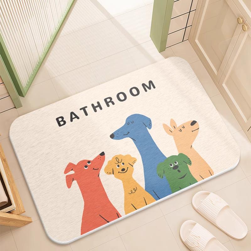Cartoon hard diatom mud floor mat bathroom suction board non-slip quick-drying mat toilet door toilet floor mat foot mat