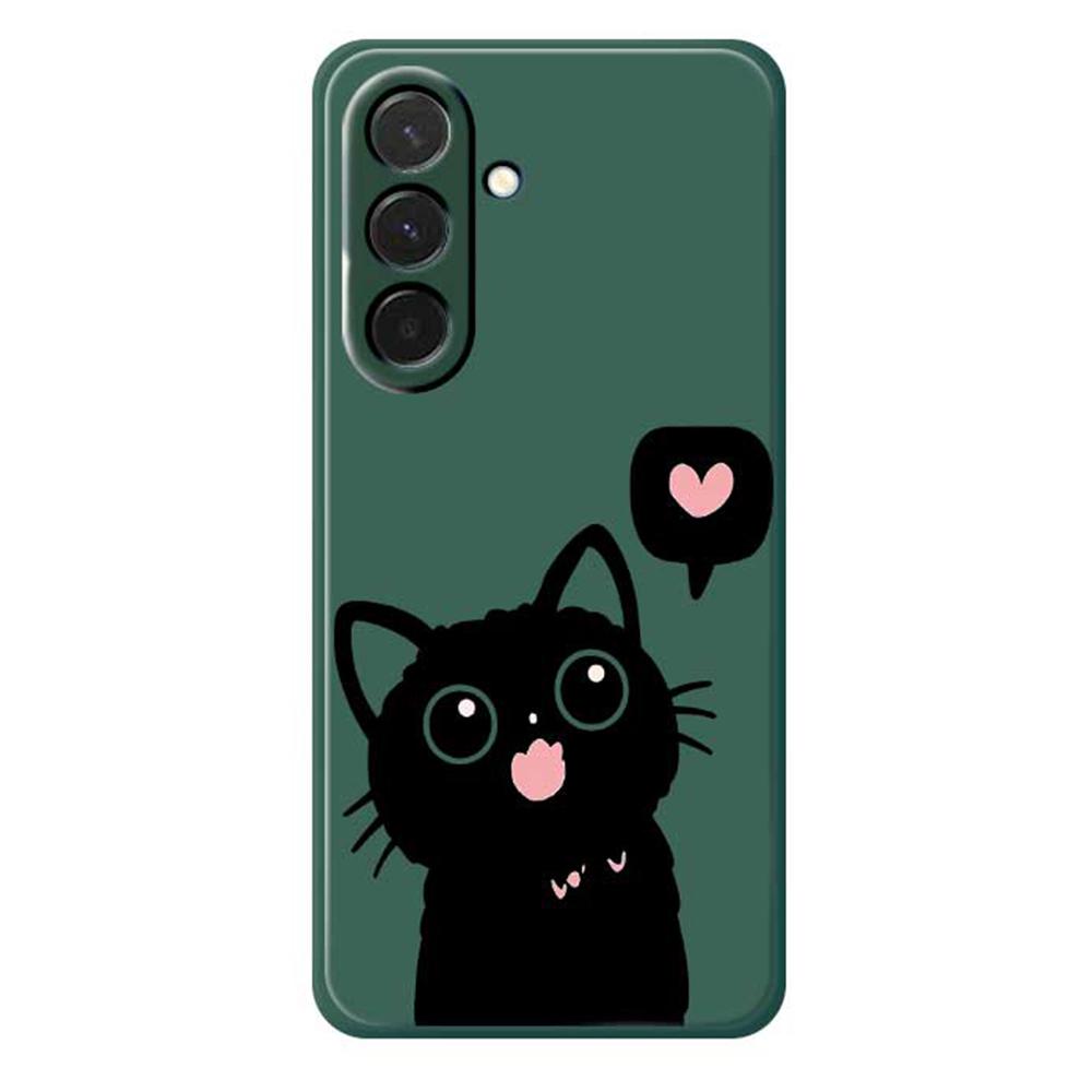 For Samsung Galaxy A36 5G Case Love Black Cat Pattern Printing Straight Edge TPU Phone Back Cover