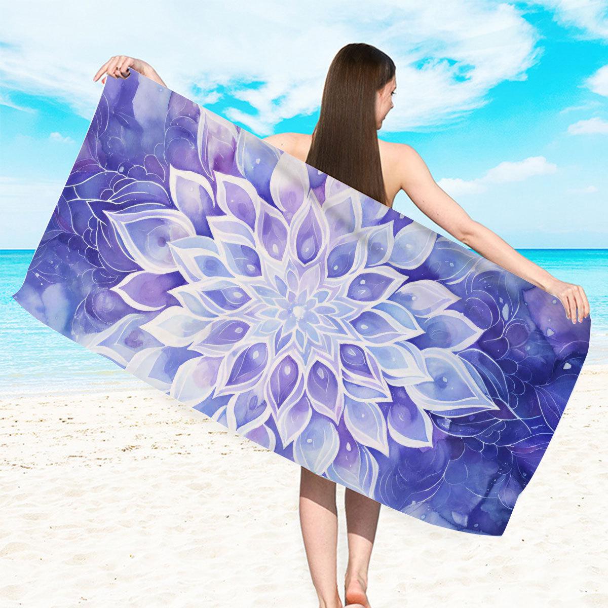 

Mantra print pattern digital-printed polyester Superfine fiber double-sided fleece Beach vacation bath towel, beach towel W30*H60(CM)