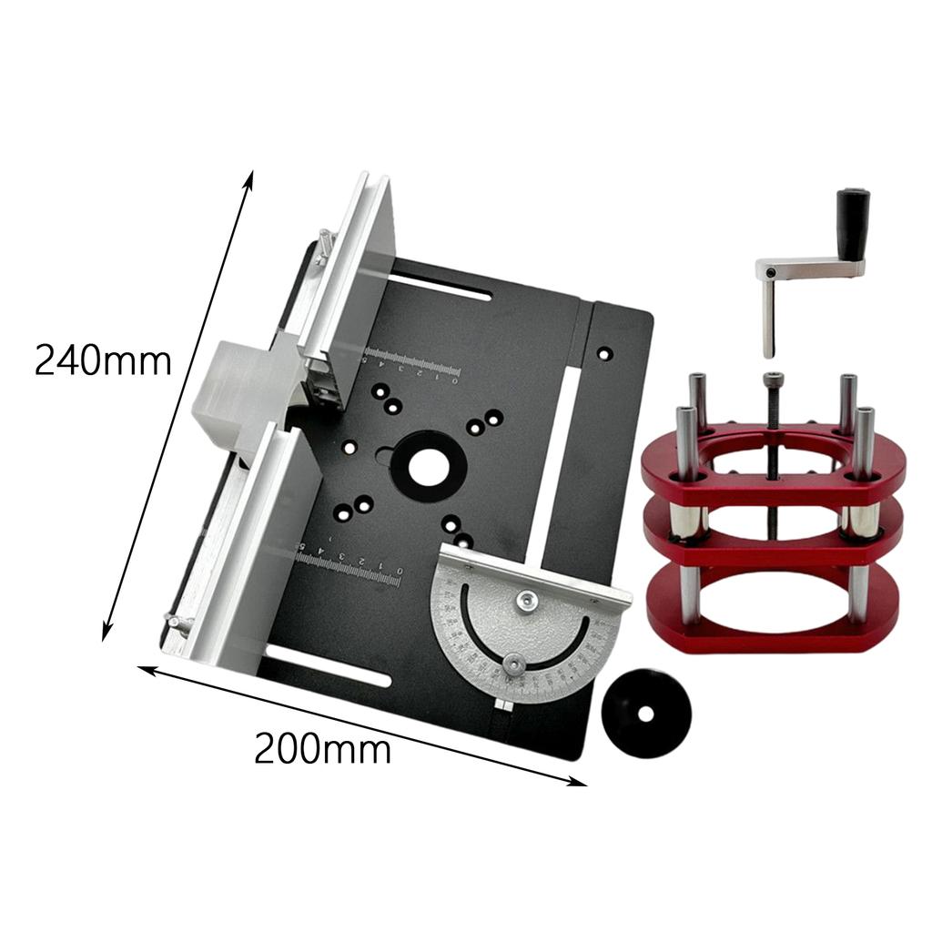 Router Lift Kit W/ Aluminum Router Plate for 65mm Diameter Motors Woodworking Router Table Workbench Trimmer Engraving Machine