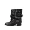 Women Western Cowboy Boots  Height Increased Vintage Block Heels Female Shoes Round Toe Pleated Style Knight Booties