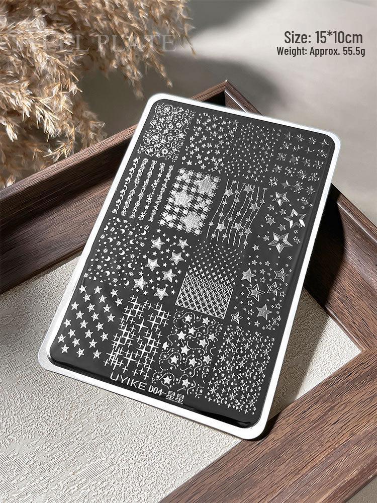Nail Art Stamping Plates - Star, Polka Dot, Lines, Grid Lace Textures