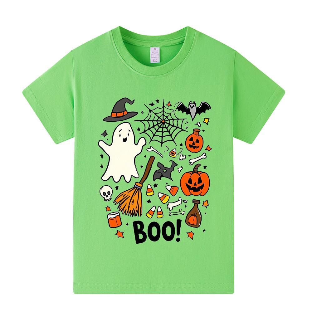 A1653 T-shirt Manches Courtes Halloween Fantôme Garçons Filles