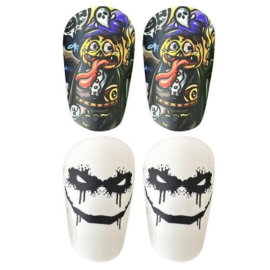 1 Pair Mini Soccer Shin Guards Cartoon Anti-slip Kids Teens Adults Players Miniature Shin Pads Protectors Football Games Protective Equipment