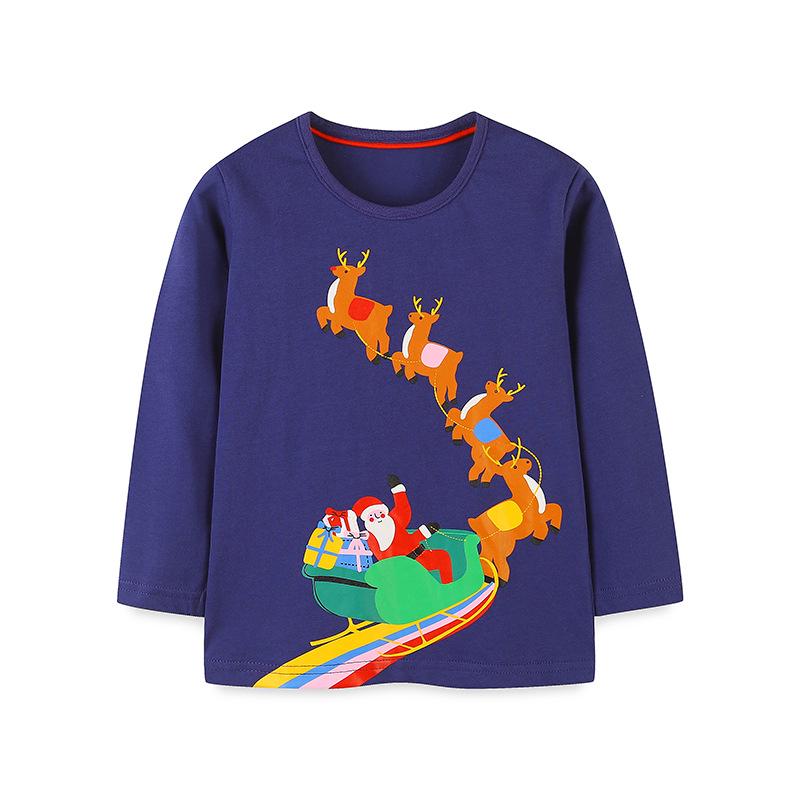 European & American Style Santa Claus Print Long-Sleeve Cotton T-Shirt for Boys - Stylish Baby Top