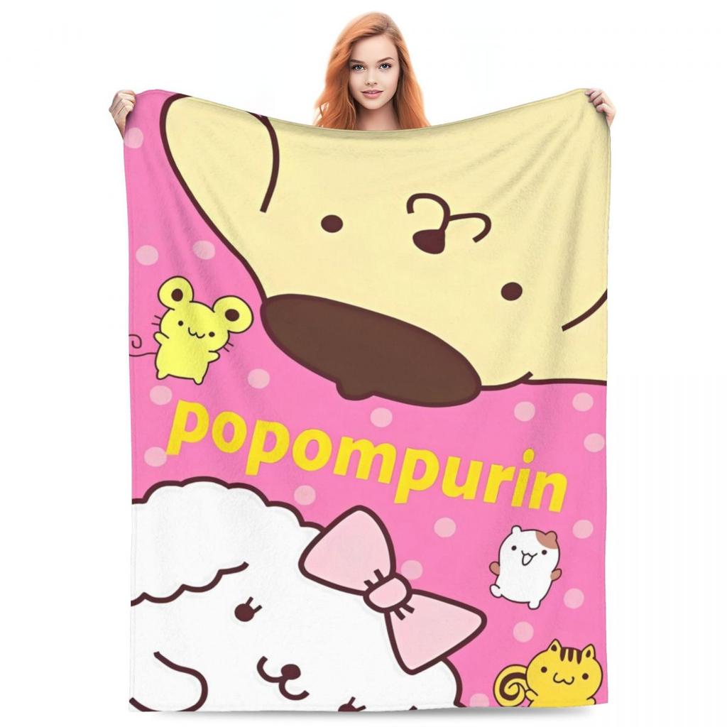 Pom Pom Purin Halloween Warm Soft Blanket Travel Office Plush Throw Blanket Outdoor Flannel Bedspread Sofa Bed Cover