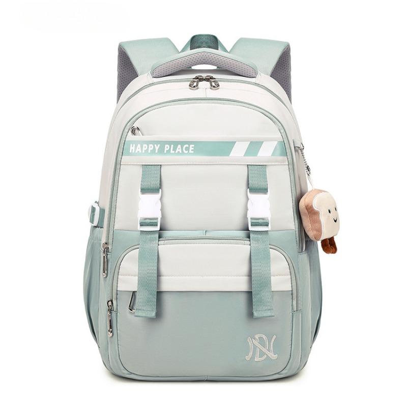 

Летние новые высококачественные школьные сумки для девочек средней школы, дышащие сумки для студентов университета большой вместимости, модный нейлоновый рюкзак с подвеской зелёный