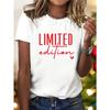 European Sizes Women's Limited Edition High-Elastic Short-Sleeve Sports Top with English Lettering & Number 1 Print - Round Neck