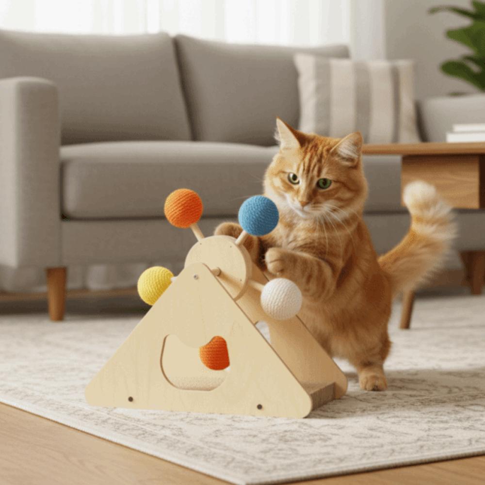 Rotating Turntable Ferris Wheel Cat Detachable Durable Cat Scratcher Wear Resistant Interactive Cat Playing Teasing