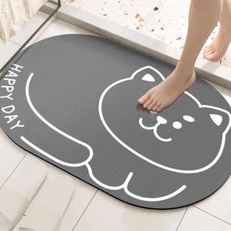 Ovale Rutschfeste Cartoon-Fußmatten für Eingangsbereich, Schlafzimmer, Badezimmer und zur Staubentfernung
