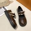 College style round head bow small leather shoes women's spring and autumn new retro Velcro versatile Mary Jane shoes