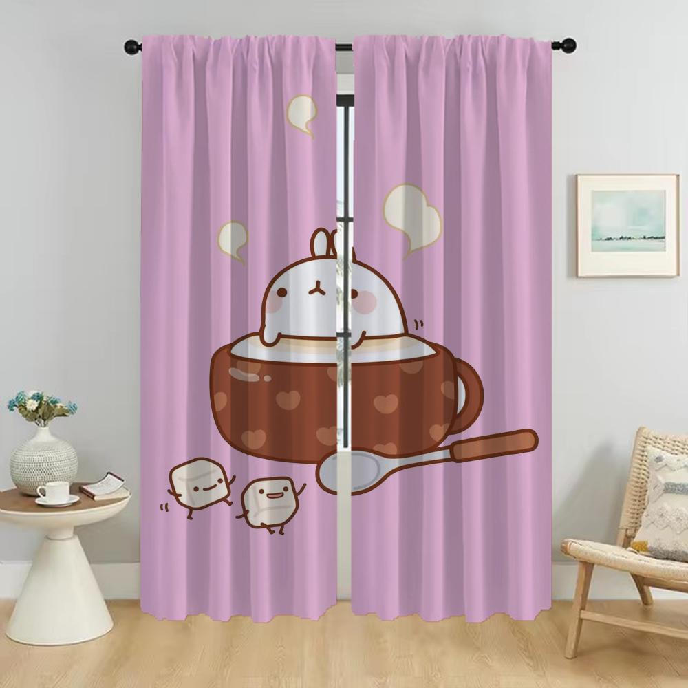 Molang Gardiner Barnerom Mørkleggingsgardiner for Kameraskillevegg Vindusgardin for Rom 2 Paneler Persienner Halloween-dekorasjon