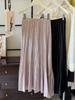 French High-End Black Satin Pleated Mermaid Skirt for Women - Spring New Arrival, Slimming A-line Design