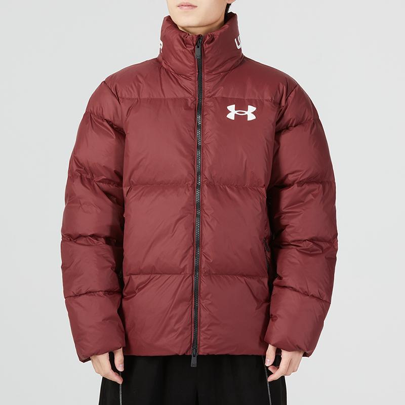 Under Armour Solid Color Sports Casual Warm Down Jacket Men Outerwear Burgundy 1375449-690
