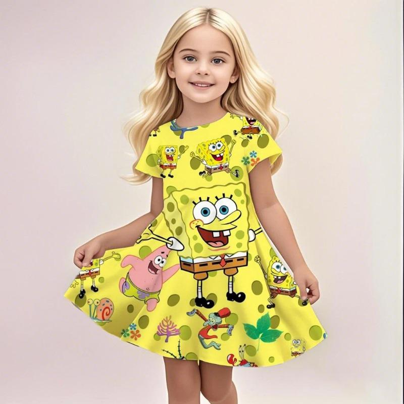 Summer Girls' Dress New Style Western Girl Short Sleeve Children's Short Sleeve Mickey