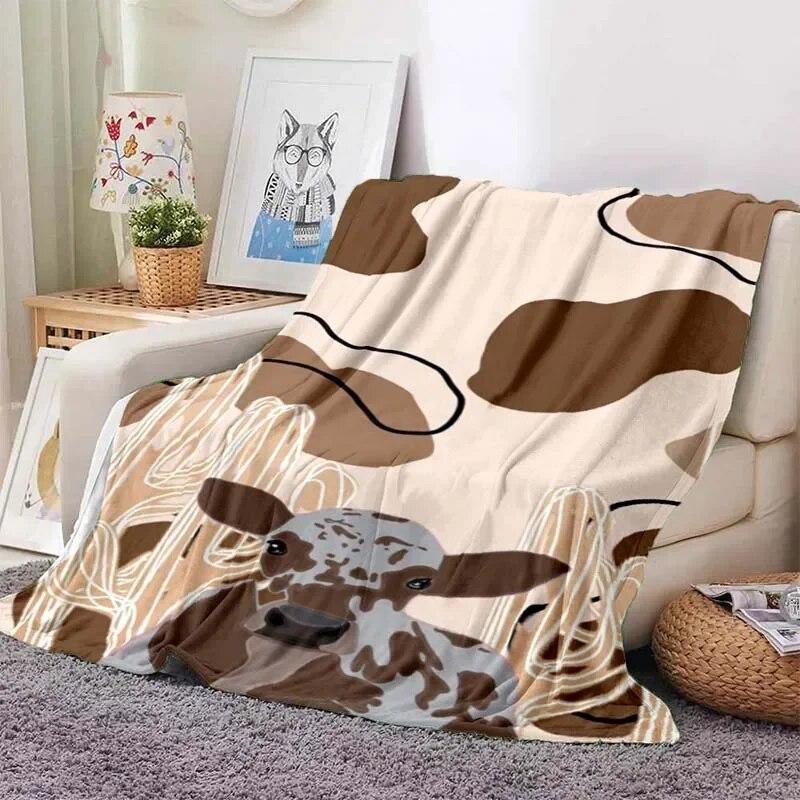 

Одеяло с рисунком коровы, модное художественное фланелевое тонкое одеяло, портативное одеяло для домашнего путешествия, офиса, обеденного перерыва 75x100cm