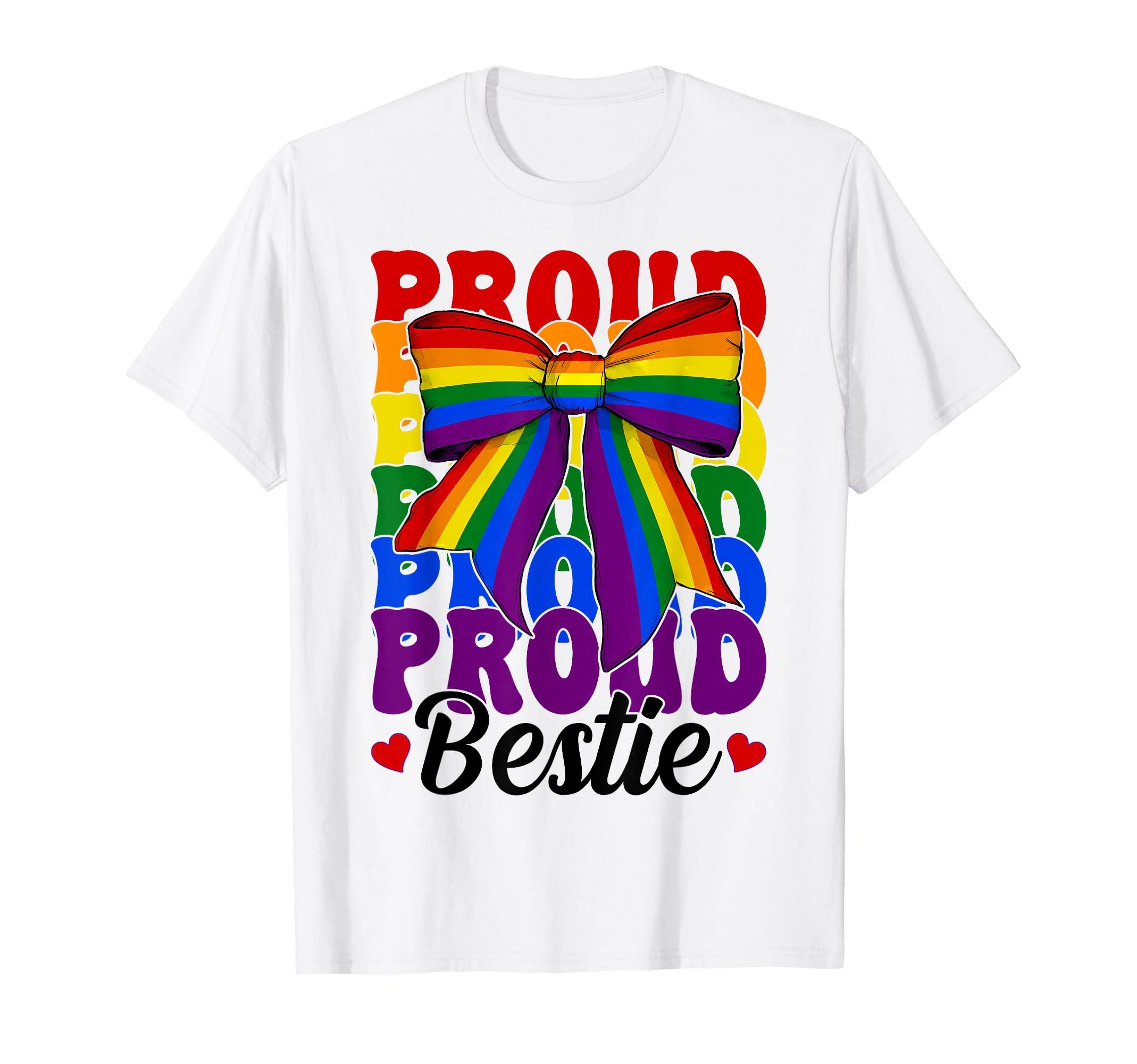 

Proud Bestie Gay Pride Flag Rainbow LGBTQ Best Friend Girl T-Shirt чорний
