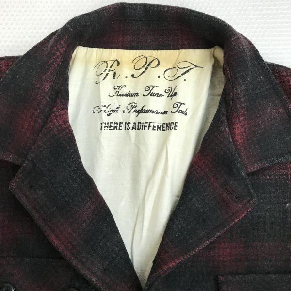 R.P.T RUPERT Wool Check CPO Jacket Shirt Men L Red Black Jacket Jumper cBH619(USED)