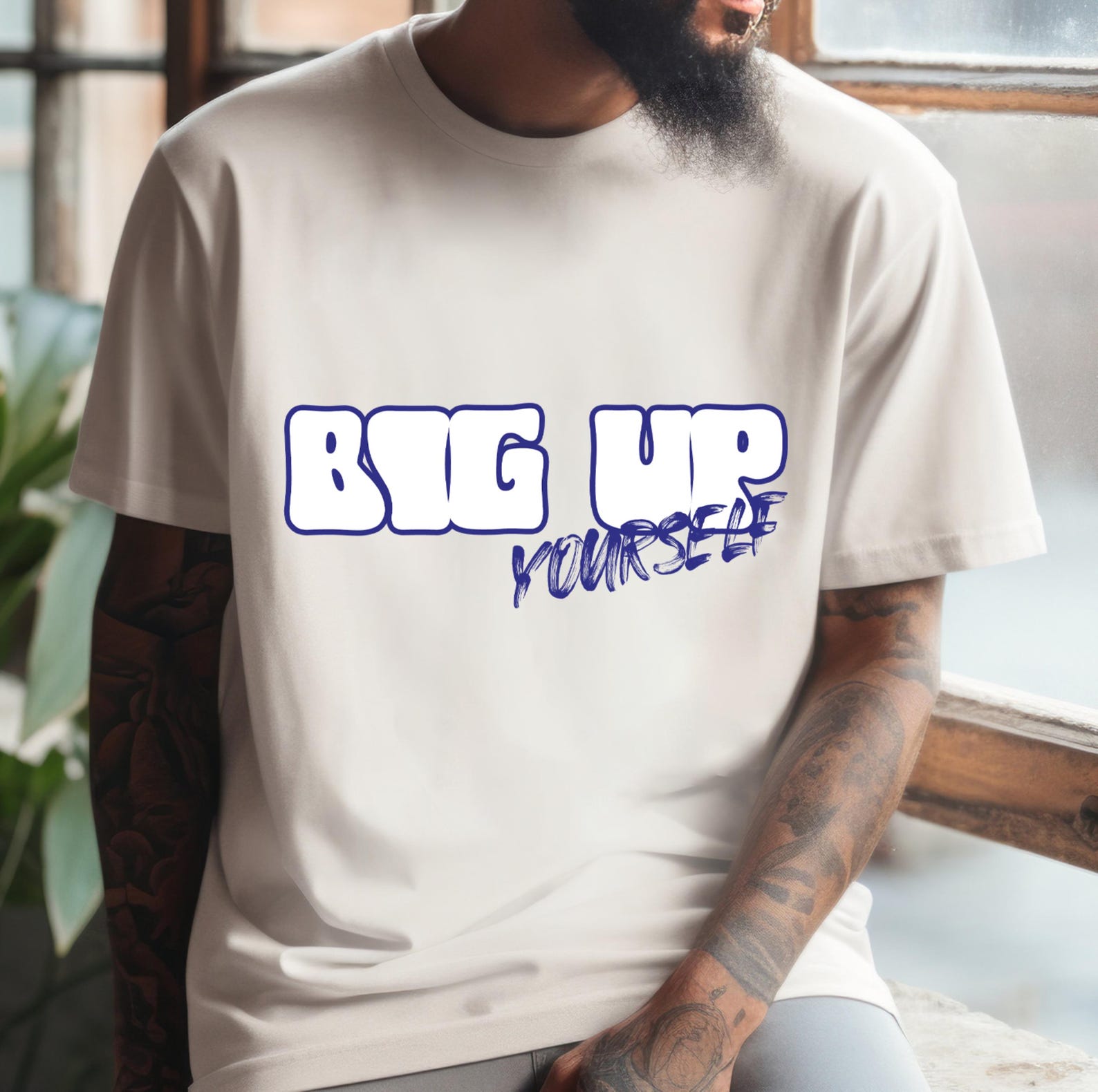 Big Up Yourself Cotton T-Shirt: Positive Inspirational Tee 3XL